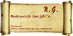 Modrovich Gerjén névjegykártya